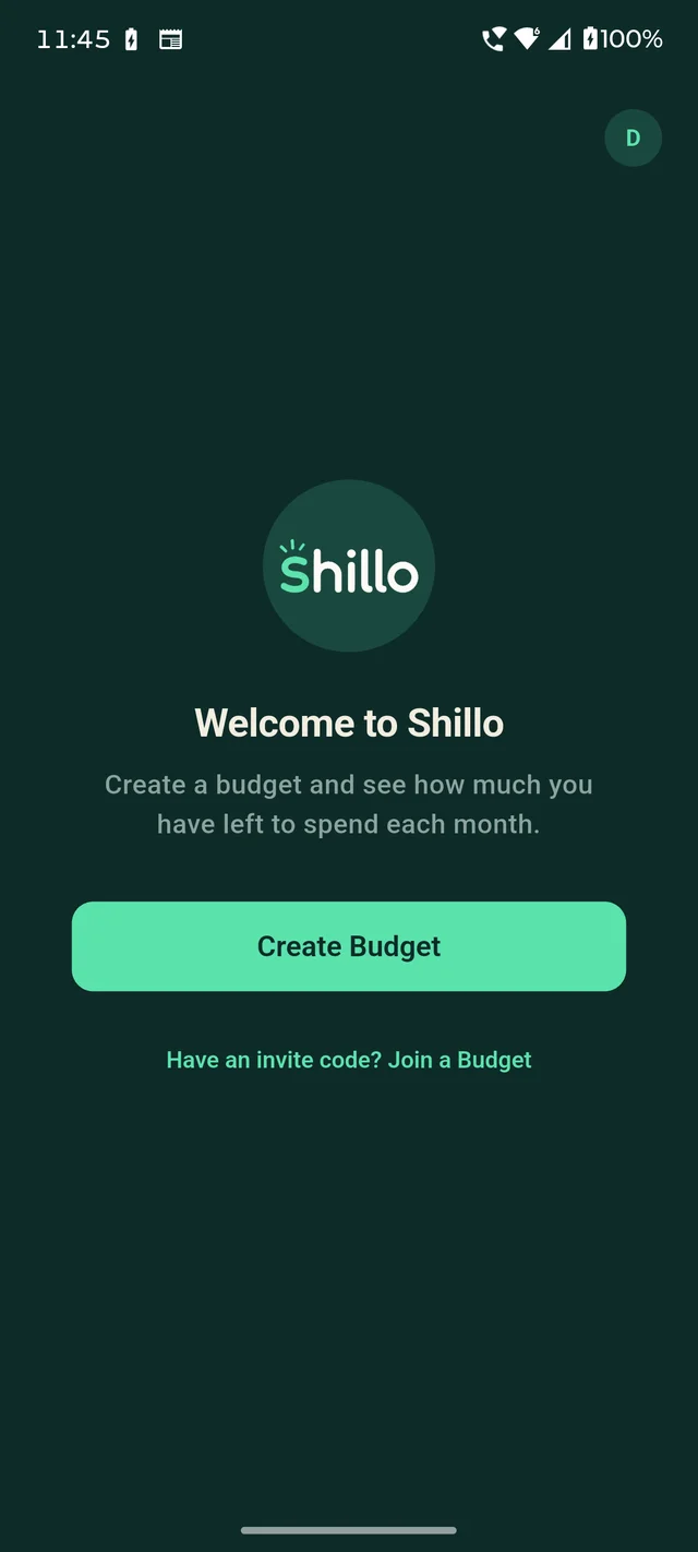 Shillo welcome screen